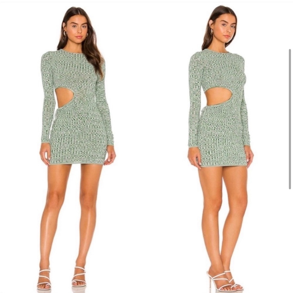 Aya Muse Green & White Cut Out Mini Dress